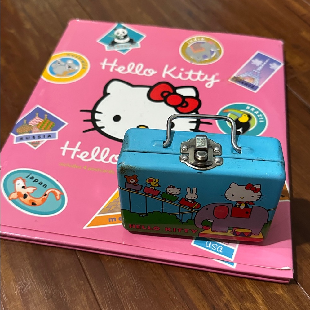 Vintage Hello Kitty Mini Metal Lunchbox Made in Japan + Hello World Book